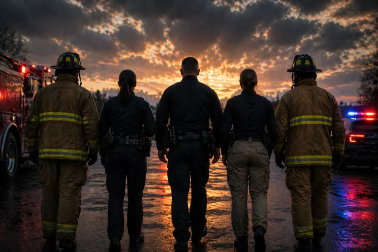 Emergency response at sunset glow