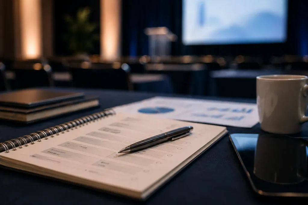 Corporate workspace with planning essentials