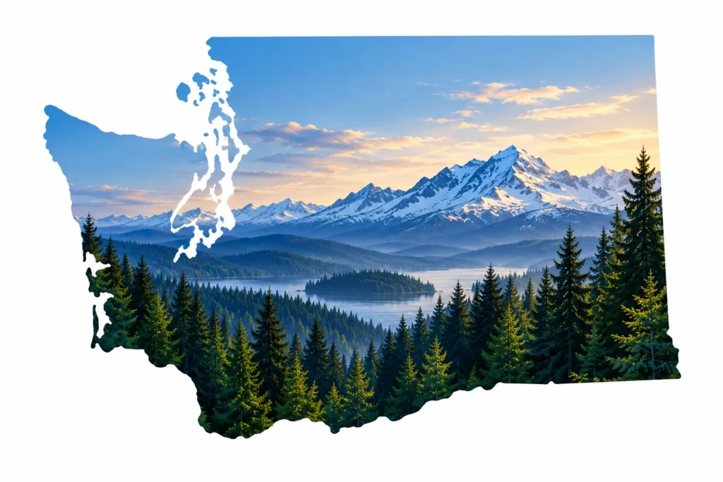Washington State Mountain Landscape Silhouette